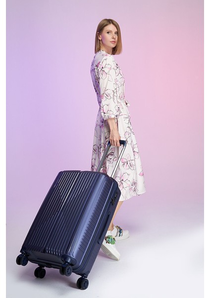 Polipropilen 3'lü Kırılmaz Valiz Seti Lacivert fırsatları