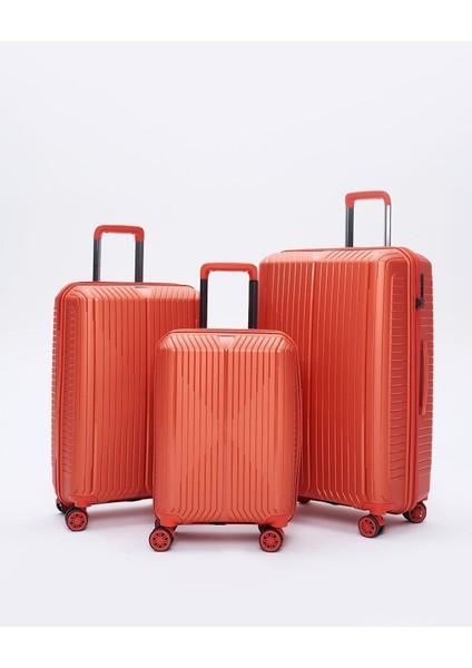 Polipropilen 3'lü Kırılmaz Valiz Seti Turuncu