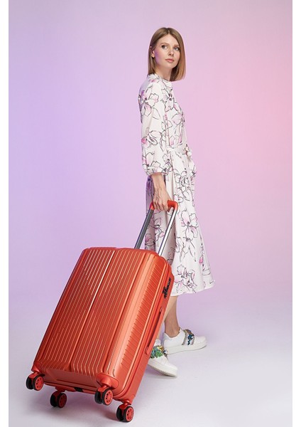 Polipropilen 3'lü Kırılmaz Valiz Seti Turuncu fırsatları