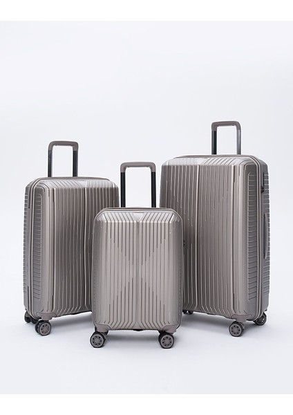 Polipropilen 3'lü Kırılmaz Valiz Seti Gri