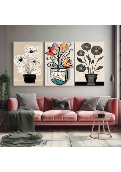 Matisse - Boho - Art Deco - Soyut - Doğa ( 3 Lü Çerçevesiz ) Poster - Afiş - Tablo KR2C01292/