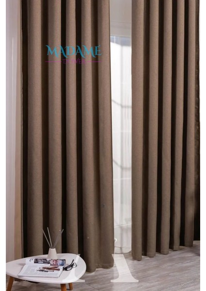 Taç Deste Pilesiz Çift Taraflı Keten Fon ve Karartma Perde,v9 Kahverengi , Işık Geçirmez Kırışmaz Güneşlik,kolay Montaj indirimleri