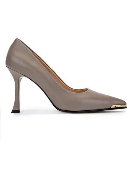 Kadın Deri Vizon Topuklu Ayakkabı 22 5125 Bn Ayk SK24-25 Vızon Dr
