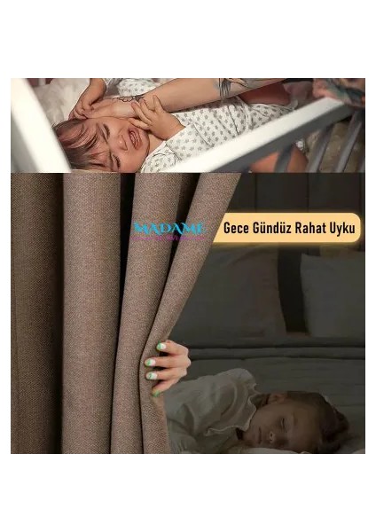 Taç Deste Pilesiz Çift Taraflı Keten Fon ve Karartma Perde,v9 Kahverengi , Işık Geçirmez Kırışmaz Güneşlik,kolay Montaj fırsatları