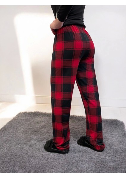 Freshness 801 Bayan Beli Lastikli Ekose Süet Tek Pijama Altı fırsatları