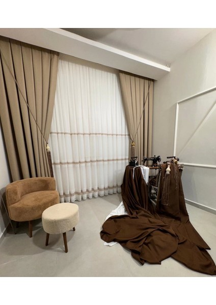 Roma Keten 1/3 Sık Pileli Bej Fon Perde Apm modelleri