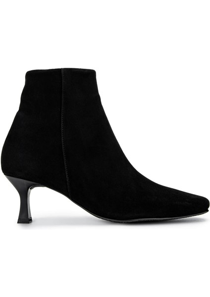 Kadın Deri Siyah Süet Topuklu Bot 1078 02 Bn Bot SK24-25 Sıyah Suet