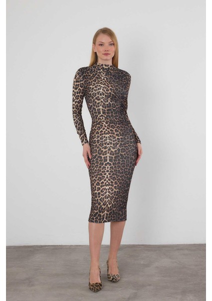 377-1 Leopar Elbise Kahve
