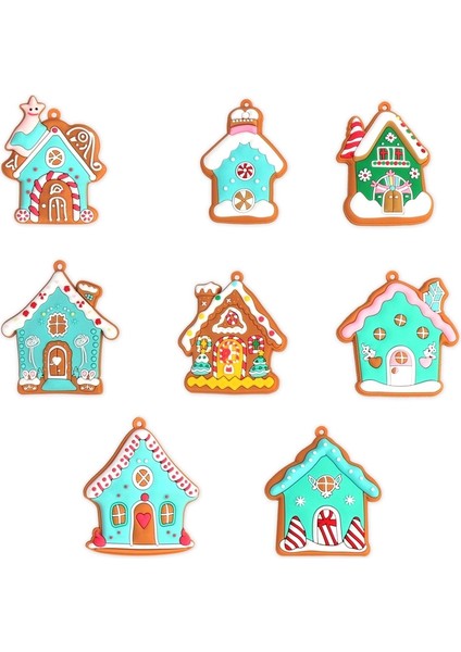 Pvc Noel Evi Kolye Noel Ağacı Dekorasyon 8 Adet Takım A (Yurt Dışından)