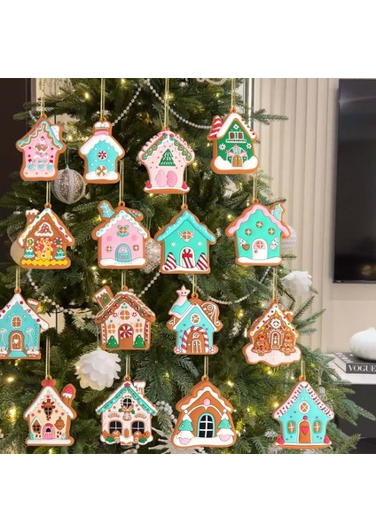 Pvc Noel Evi Kolye Noel Ağacı Dekorasyon 8 Adet Takım A (Yurt Dışından)