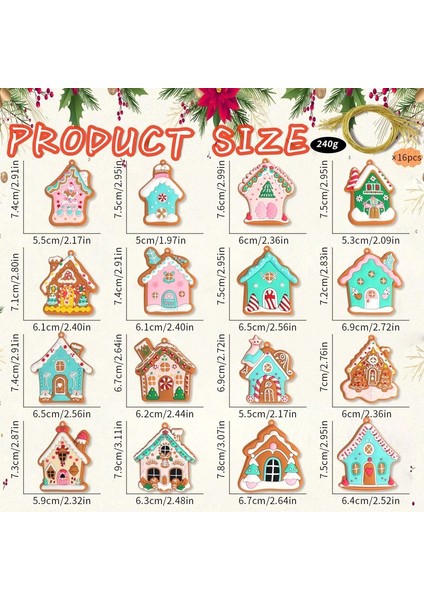 Pvc Noel Evi Kolye Noel Ağacı Dekorasyon 8 Adet Takım A (Yurt Dışından)