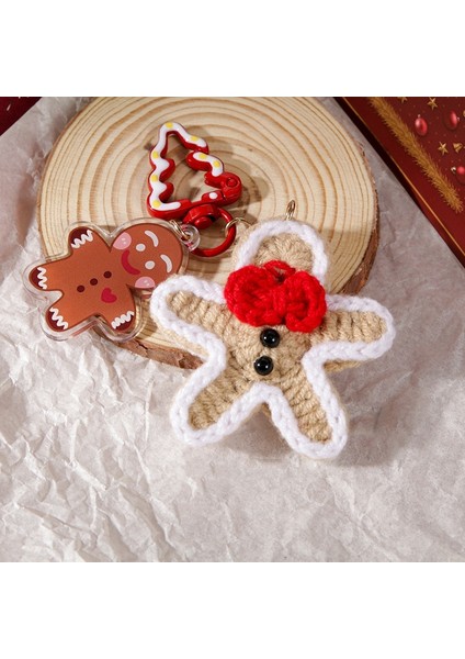El Dokuması Noel Anahtarlık Zencefilli Kurabiye Adam (Yurt Dışından)