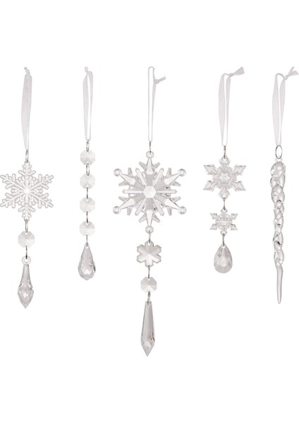 Noel Kar Tanesi Saçağı Kristal Kolye 5 Adettakım (Yurt Dışından)