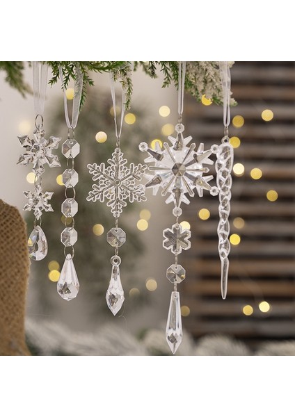 Noel Kar Tanesi Saçağı Kristal Kolye 5 Adettakım (Yurt Dışından) fiyatları