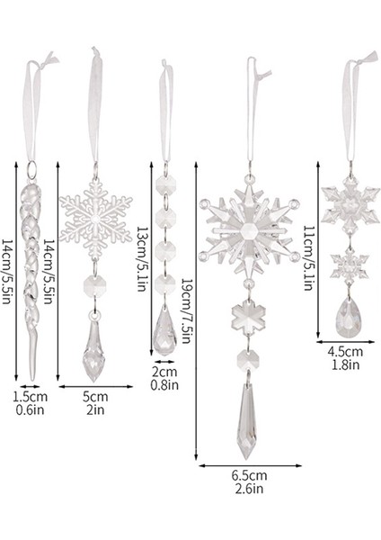 Noel Kar Tanesi Saçağı Kristal Kolye 5 Adettakım (Yurt Dışından) modelleri