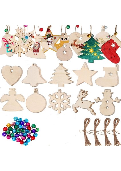 10 Adettakım Ahşap El-Boyalı Noel Ağacı Kolye (Yurt Dışından)