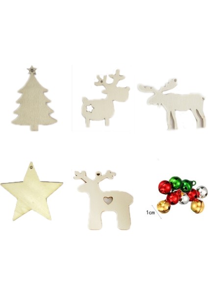 10 Adettakım Ahşap El-Boyalı Noel Ağacı Kolye (Yurt Dışından) modelleri