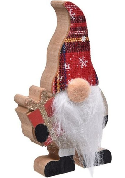 Yılbaşı Özel Noel Cücesi Figürü Ahşap 15 cm