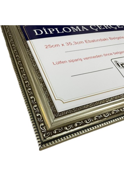 Diploma Çerçevesi Gümüş Renk - 25 x 35,3 Boyutunda Belgeler Için - Hakiki Camlı Ürün
