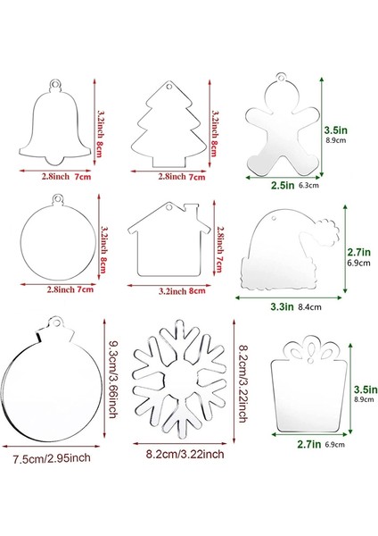 10 Adet Şeffaf Akrilik Noel Dekorasyon Etiketleri Üçgen Yuvarlak (Yurt Dışından) modelleri