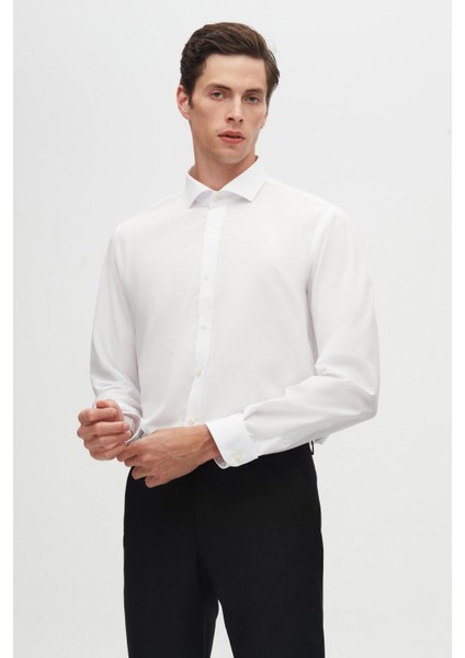 Ds Damat Slim Fit Siyah/beyaz Italyan Yaka Dar Kesim Klasik Kravatlık Uzun Kollu Kolay Ütülenebilir Nefes Alan 2'li Gömlek fırsatları