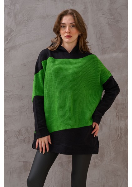 Kadın Kopüşonlu Triko Sweatshirt