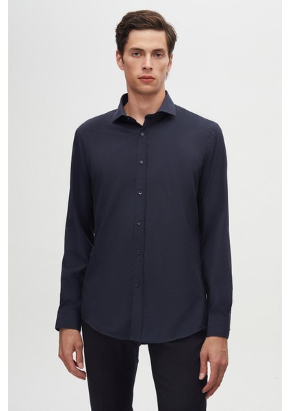 Ds Damat Slim Fit Lacivert Italyan Yaka Dar Kesim Klasik Kravatlık Uzun Kollu Kolay Ütülenebilir Nefes Alan 2'li Gömlek fiyatları