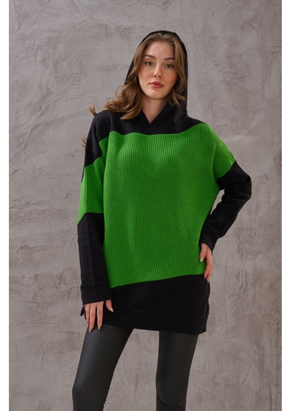 Kadın Kopüşonlu Triko Sweatshirt