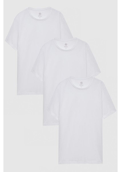 Slim Fit Beyaz 3'lü T-Shirt 4HC14ORTBN533