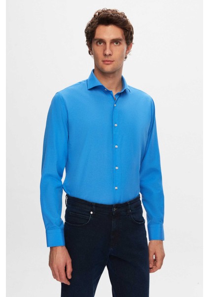 Ds Damat Slim Fit Mavi/açık Mavi Italyan Yaka Dar Kesim Klasik Kravatlık Uzun Kollu Kolay Ütülenebilir Nefes Alan 2'li Gömlek fiyatları