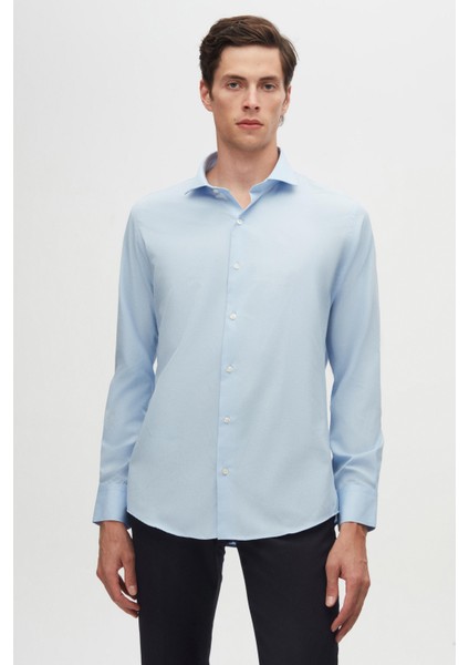 Ds Damat Slim Fit Mavi/açık Mavi Italyan Yaka Dar Kesim Klasik Kravatlık Uzun Kollu Kolay Ütülenebilir Nefes Alan 2'li Gömlek fırsatları