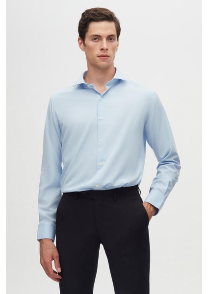 Ds Damat Slim Fit Mavi/açık Mavi Italyan Yaka Dar Kesim Klasik Kravatlık Uzun Kollu Kolay Ütülenebilir Nefes Alan 2'li Gömlek indirimleri