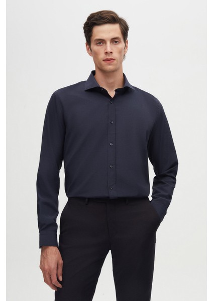 Ds Damat Slim Fit Lacivert/açık Mavi Italyan Yaka Dar Kesim Klasik Kravatlık Uzun Kollu Kolay Ütülenebilir Nefes Alan 2'li Gömlek fiyatları