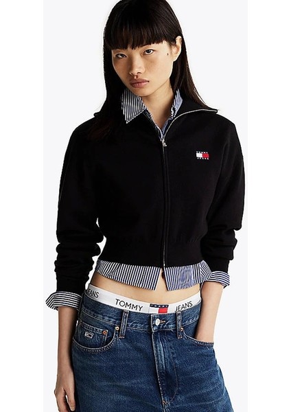 Tommy Jeans Kadın Siyah Fermuarlı Hırka fırsatları