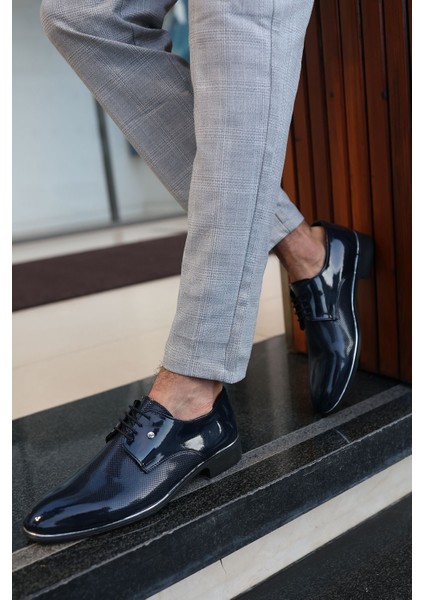 Erkek Lacivert Rugan Damatlık ve Günlük Kullanım Neolitik Rahat Klasik Ayakkabı 573-1 fiyatları