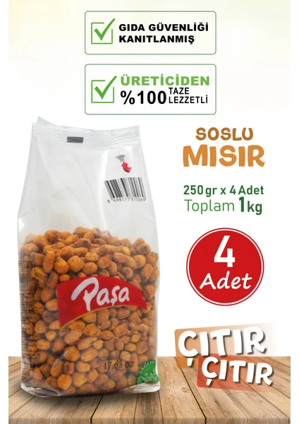 Paşa Kuruyemiş Paşa Soslu Mısır 250 gr x 4 Adet