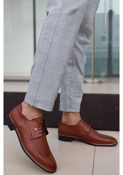 Erkek Taba Cilt Damatlık ve Günlük Kullanım Neolitik Rahat Klasik Ayakkabı 573-1