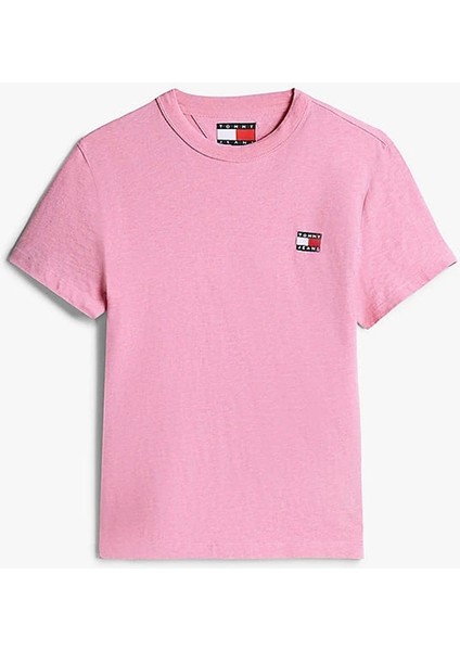 Tommy Jeans Kadın Pembe Badge Crew T-Shirt
