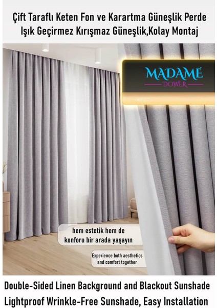 Taç Deste Pilesiz Çift Taraflı Keten Fon ve Karartma Perde,v4 Taş , Işık Geçirmez Kırışmaz Güneşlik,kolay Montaj fırsatları