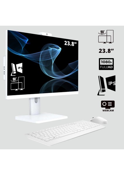 XSR992 I3 6100 16GB Ram 512GB SSD 23.8" Webcam + Wifi Pivot All In One Bilgisayar
