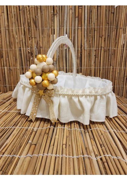 Bebek Kapı Süsü Ledli Bubble Ayıcıklı Ahşap Pano + Takı Yastık + Hediyelik Sepet