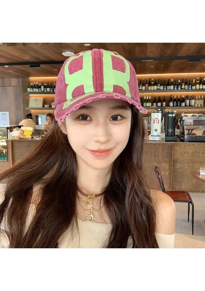 Yeni Vintage Moda Eski Yıkanmış Kot Sivri Şapka Yumuşak Üst Baskılı Mektup Güneş Şapkası Kadınlar Için Seçenek-Haki (Yurt Dışından) modelleri