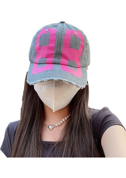 Yeni Vintage Moda Eski Yıkanmış Kot Sivri Şapka Yumuşak Üst Baskılı Mektup Güneş Şapkası Kadınlar Için Seçenek-Haki (Yurt Dışından) fırsatları