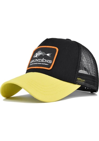 Bahar Erkek Şapkaları Kadınlar Için Beyzbol Şapkaları Yaz Nefes Alabilen Snapback Örgü Şapkalar Balık Yama Işlemeli - Seçenek Siyahdyellowy (Yurt Dışından)