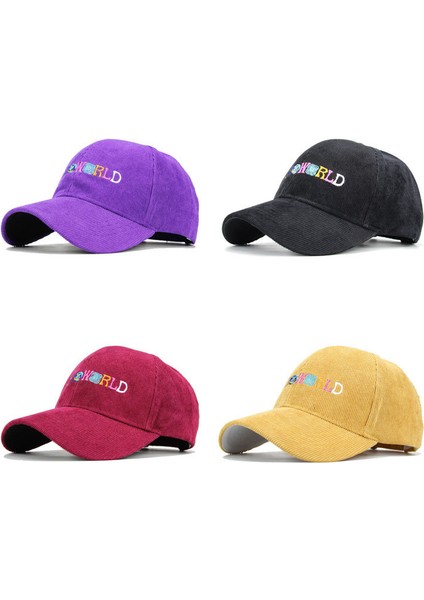 Ilkbahar Sonbahar Kadife Beyzbol Şapkaları Erkek Kadın Vintage Astroworld Harf Işlemeli Şapka Option-N-White (Yurt Dışından) fırsatları