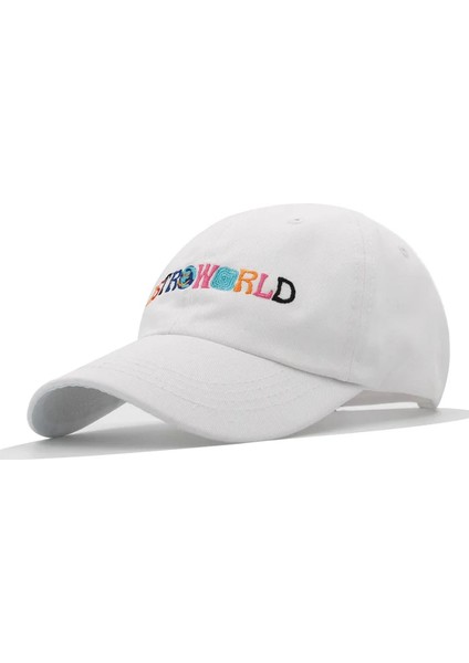 Ilkbahar Sonbahar Kadife Beyzbol Şapkaları Erkek Kadın Vintage Astroworld Harf Işlemeli Şapka Ayarlanabilir -Seçenek Pamuk-Beyaz (Yurt Dışından)