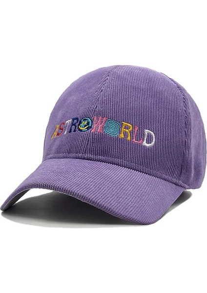 Ilkbahar Sonbahar Kadife Beyzbol Şapkaları Erkek Kadın Vintage Astroworld Harf Işlemeli Şapka Ayarlanabilir -Seçenek Mor (Yurt Dışından)