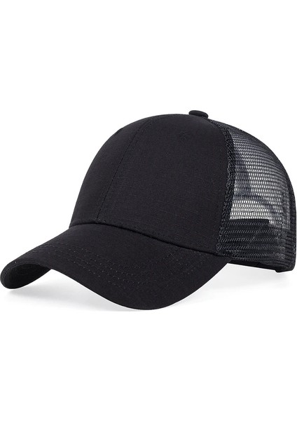 Erkekler Kadınlar Için Mesh Yaz Güneş Şapkası Şapkaları Ayarlanabilir Beyzbol Şapkası Erkek Kamyoncu Şapkaları Kamuflaj Orman Taktik - Seçenek Siyah (Yurt Dışından)