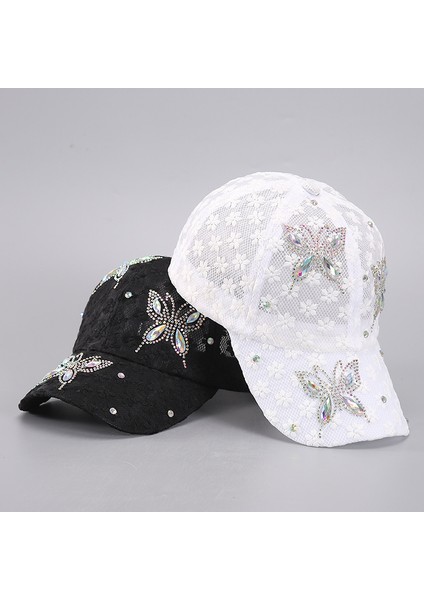 Kadınlar Için Yaz Dantel Çiçekli Beyzbol Şapkaları Kelebek Yapay Elmas Nefes Alabilir File Snapback Şapka Hip Hop -Seçenek A-Siyah (Yurt Dışından) fırsatları