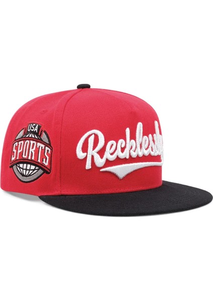 2024 Yeni Moda Reeklessly Usa Nakış Erkek Kadın Beyzbol Şapkaları Hip Hop Spor Rahat Kamyoncu Şapkaları - Seçenek Kırmızı-Ayarlanabilir (Yurt Dışından)